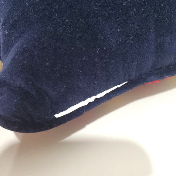 Mini Needlepoint Believe Holiday Accent Pillow Blue Velour Back NO TAG 8"x6" - Picture 5 of 9